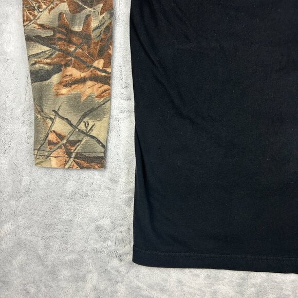 Trail Crest T Shirt Mens Large Black Camo Long Sleeve Outdoor Tee Woodland - Picture 6 of 14